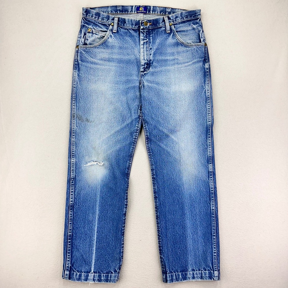 Wrangler Jeans 47MWZ Mens 35x32 Cowboy Cut Faded Denim Bootcut Rodeo Retro Y2K